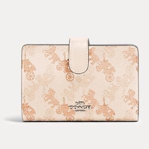 Coach Med. Corner Zip Wallet Horse &Carriage Print